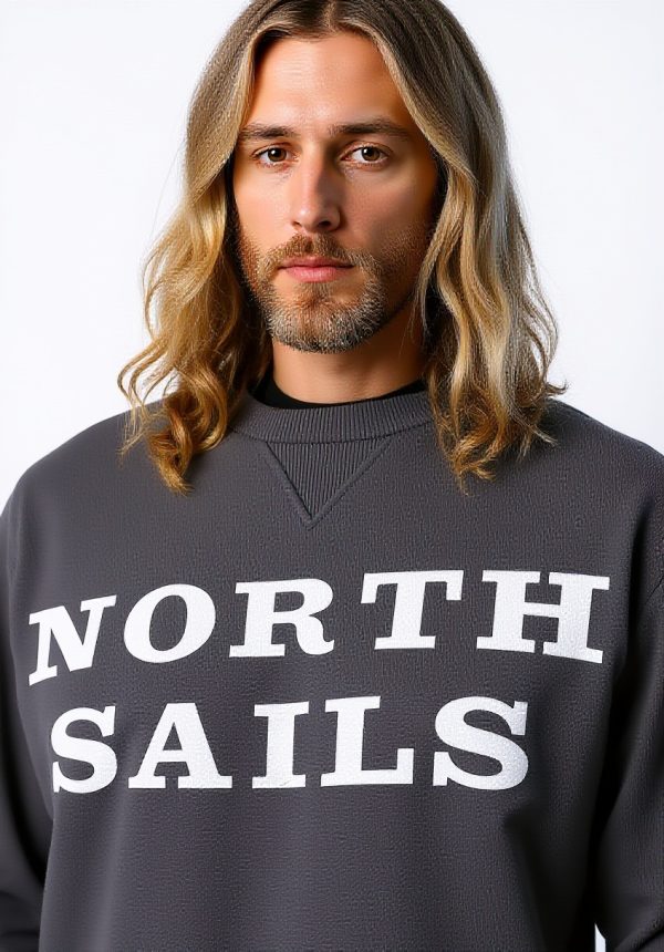 North Sails Herren Sweatshirt Grafik Design Asphalt
