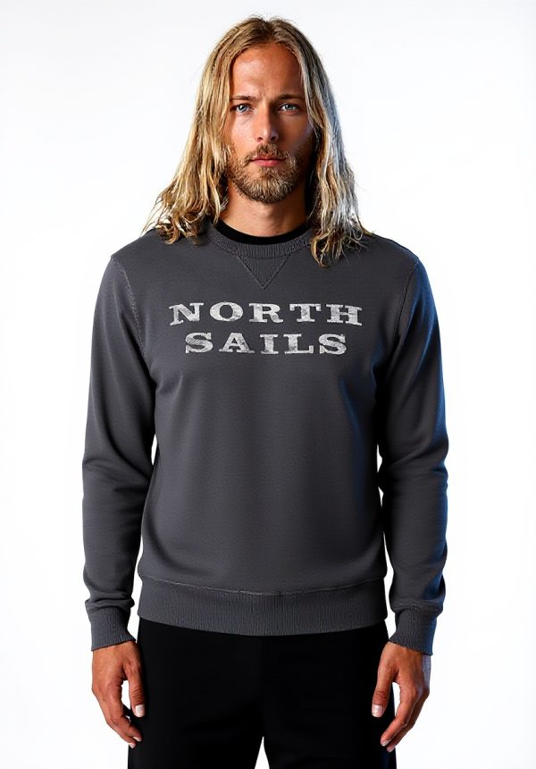 North Sails Herren Sweatshirt Grafik Design Asphalt