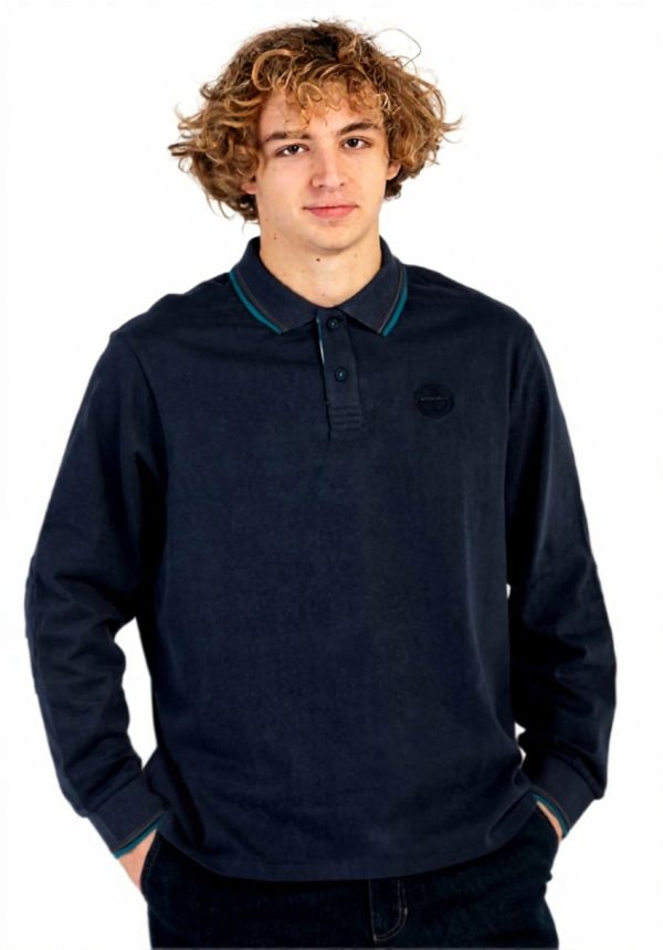 North Sails Herren Poloshirt Langarm Baumwolle Blau