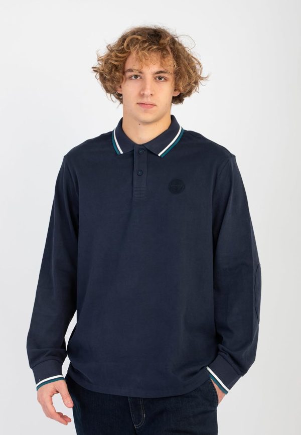 North Sails Herren Poloshirt Langarm Baumwolle Blau-6
