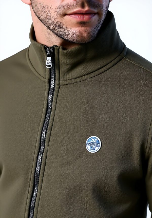 North Sails Herren Sweatshirt Logo Full Zip Kapuzenlos