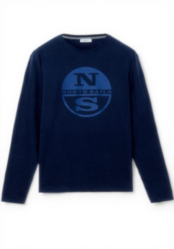 NORTH SAILS Herren T-Shirt Marineblau Baumwolljersey Langarm