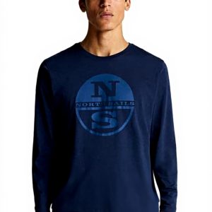 NORTH SAILS Herren T-Shirt Marineblau Baumwolljersey Langarm