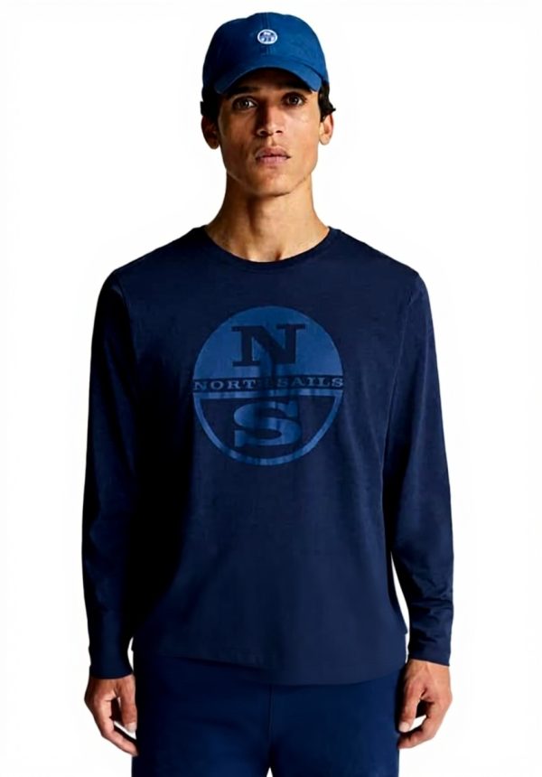 NORTH SAILS Herren T-Shirt Marineblau Baumwolljersey Langarm