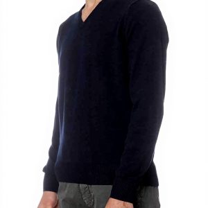 North Sails Herren Pullover blau Baumwolle V-Ausschnitt