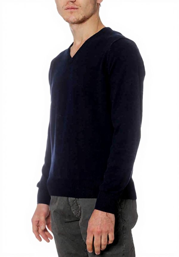 North Sails Herren Pullover blau Baumwolle V-Ausschnitt