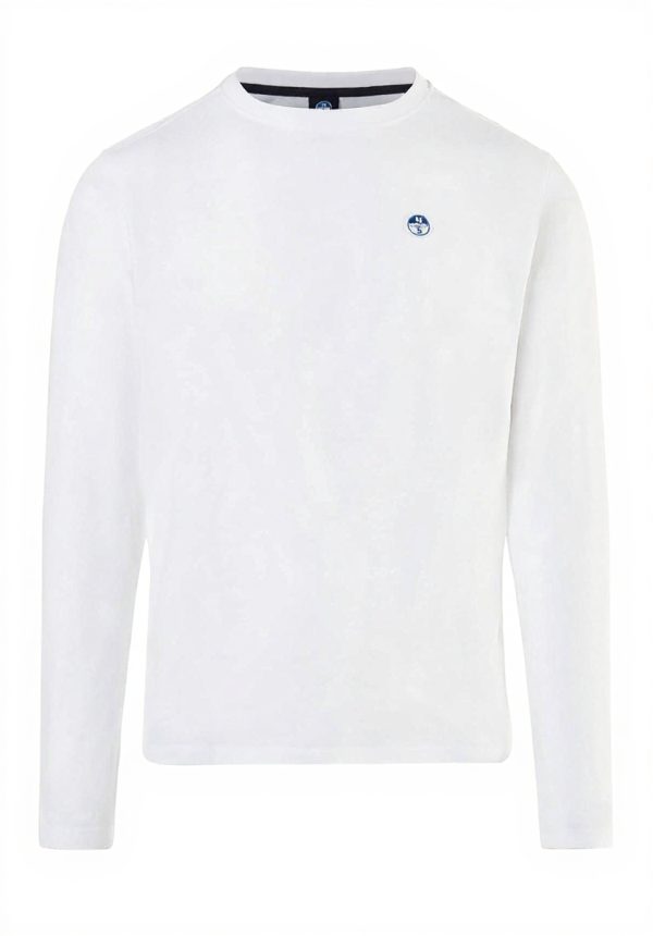 NORTH SAILS Langarm T-Shirt Logo Baumwolle Herren Weiß
