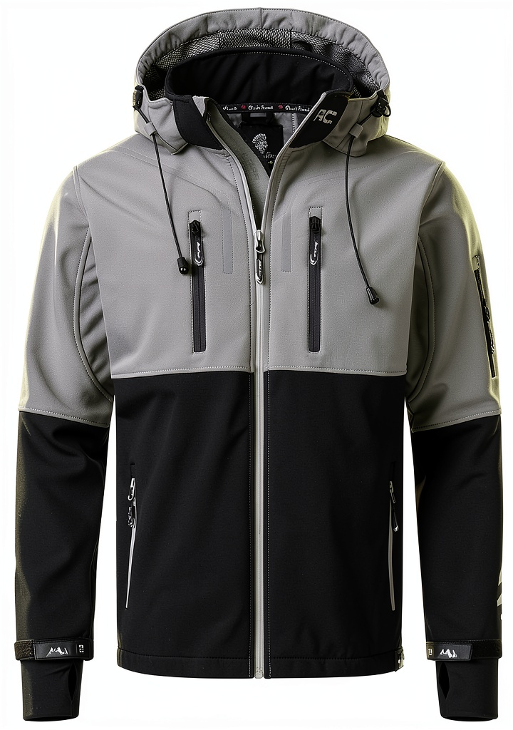 Rock Creek Herren Softshelljacke in Anthrazit auf einem Waldweg