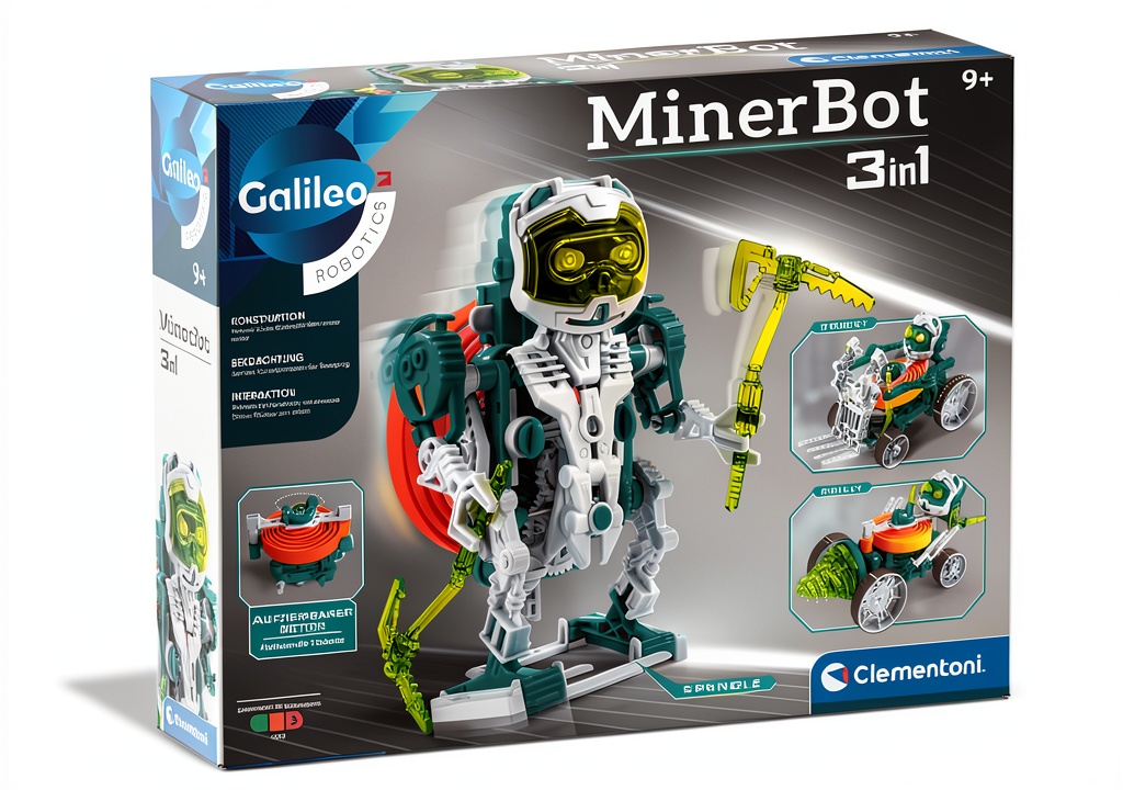 3-in-1 Robotik-Set mit humanoiden Robotern auf einem Tisch