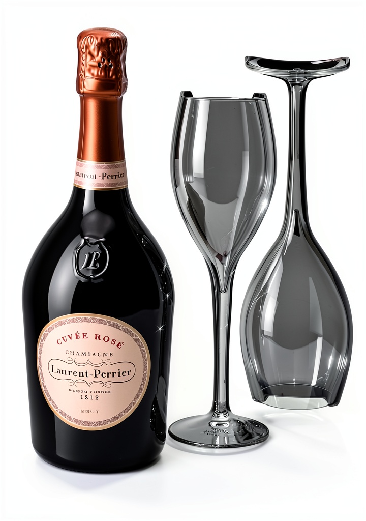 Laurent Perrier Rose Champagner Set mit geöffneter Geschenkbox