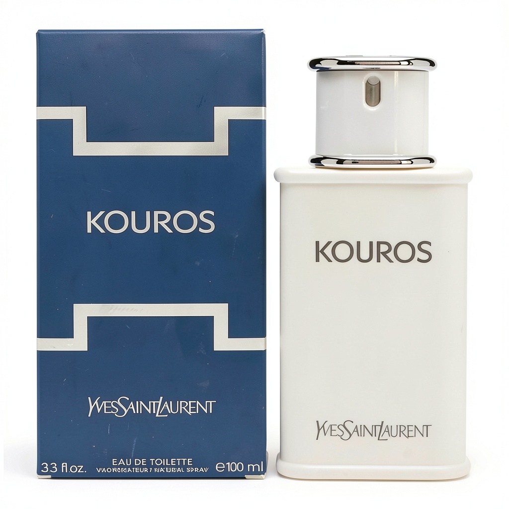 Kouros Eau de Toilette Flasche auf eleganter Oberfläche