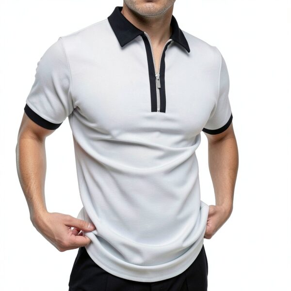 Herren Polo T-Shirt Basic Design Schwarz Weiß Grau Khaki-1