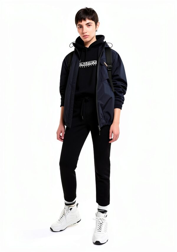 Kapuzenpullover Herren Baumwolle Casual Schnürung Schwarz-2