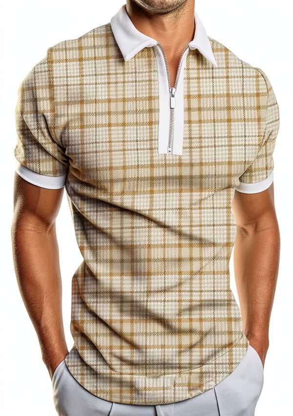 Herren Polo T-Shirt Basic Design Schwarz Weiß Grau Khaki-3
