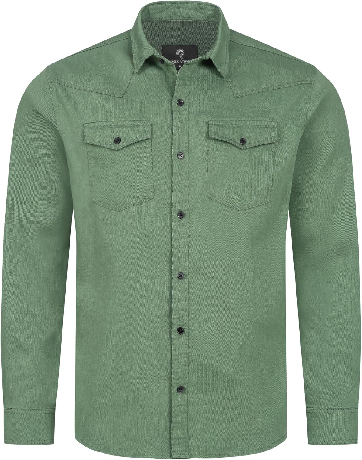 Rock Creek Denim Hemd in Dunkelgrau auf einem Stuhl