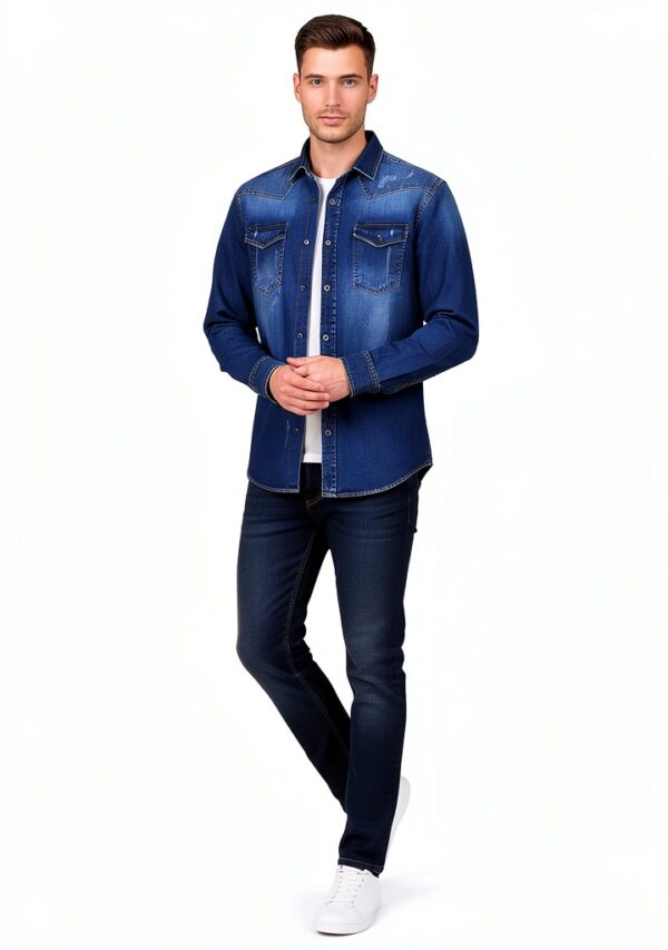 Kent Jeanshemd Herren 98% Baumwolle Klassisch-4