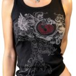 Gothic Crop Top FeMereina Polyester Weste-0
