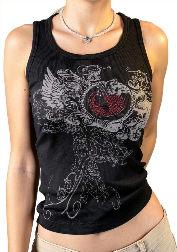 Gothic Crop Top FeMereina Polyester Weste-0