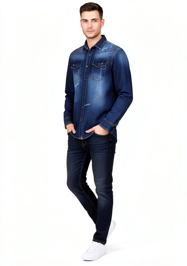 Kent Jeanshemd Herren 98% Baumwolle Klassisch-3