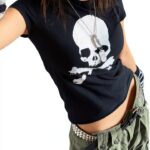Gothic Crop Top FeMereina Polyester Ärmellose Weste-0