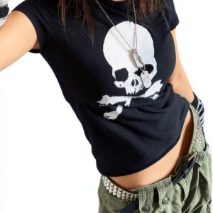 Gothic Crop Top FeMereina Polyester Ärmellose Weste-0