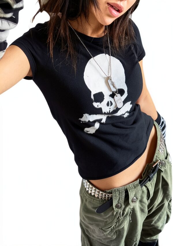 Gothic Crop Top FeMereina Polyester Ärmellose Weste-0