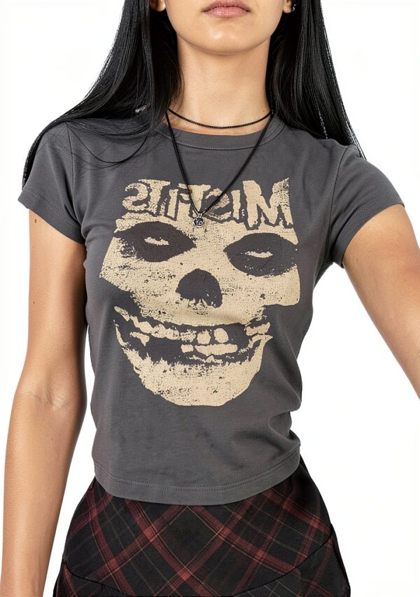 Gothic Crop Top FeMereina Polyester Weste-1