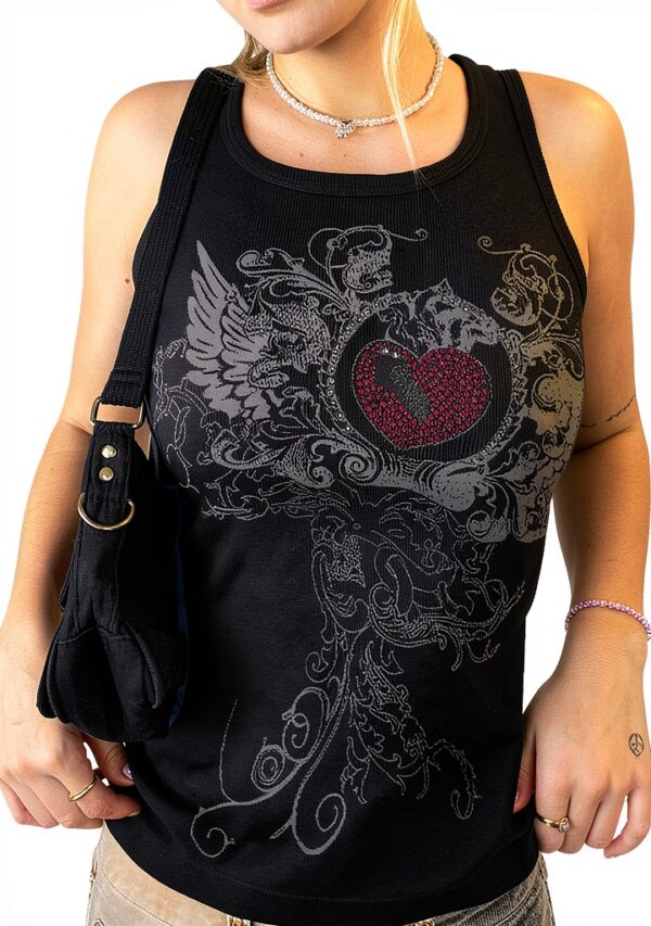 Gothic Crop Top FeMereina Polyester Weste-1