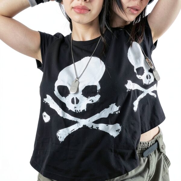 Gothic Crop Top FeMereina Polyester Ärmellose Weste-2
