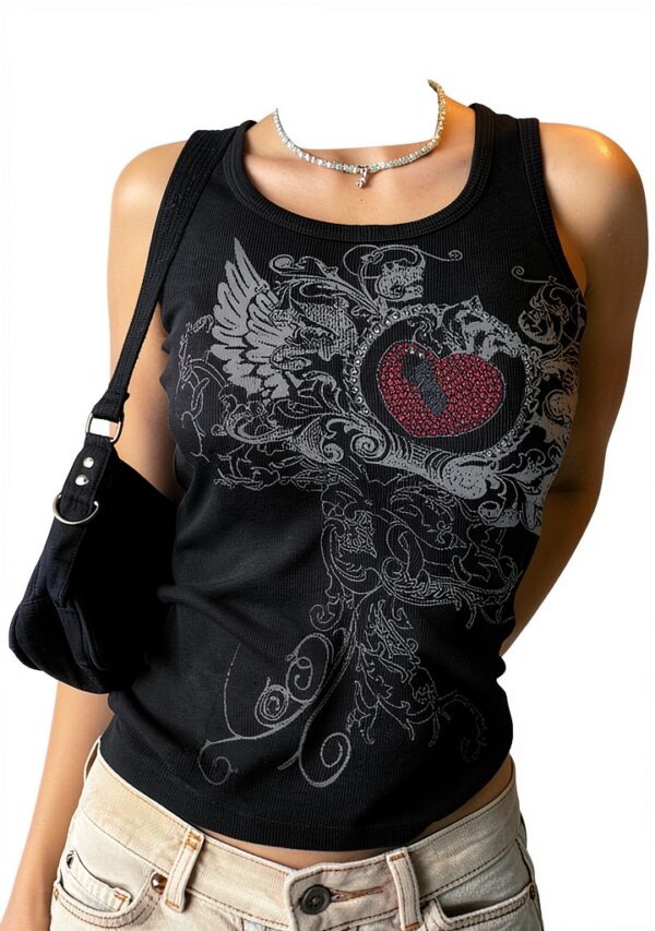 Gothic Crop Top FeMereina Polyester Weste-2