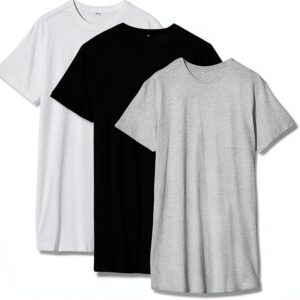 Männer T-Shirt Dreierpack Build Your Brand – langer Schnitt, 3 Farben-0