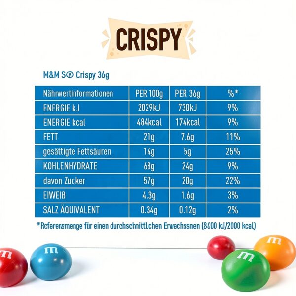 M&M's Crispy Schokolade 24x36g Packung mit 4 knusprige Reis Kerne-1