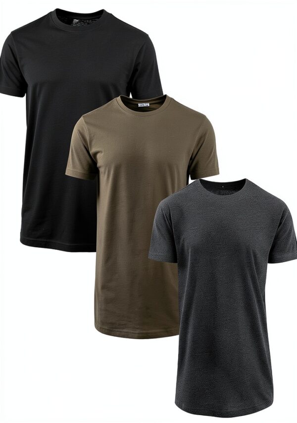 Build Your Brand Herren T-Shirt Dreierpack BY028A langer Schnitt-0